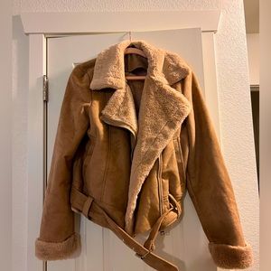 Topshop Size 10 Faux Suede/Fur Jacket